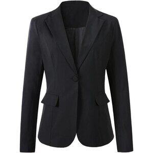 Beninos Blazer Women Black One Button Blazer Lightweight Office Work Suit Jacket